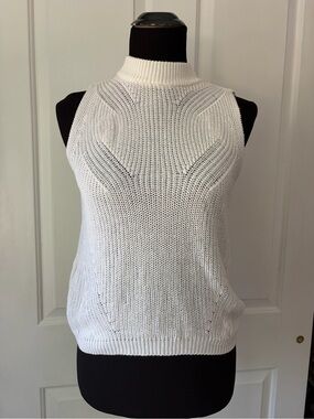 Joe's Jeans White Knit Sleeveless Mock Neck Top Small